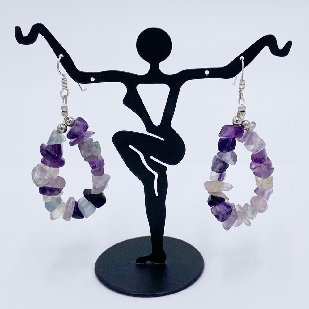 Natural Stone Chip Dangle Earrings